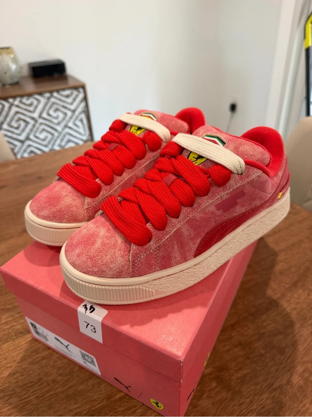 Puma Ferrari Suede XL Junior US 6 Red and Pink Sneakers
